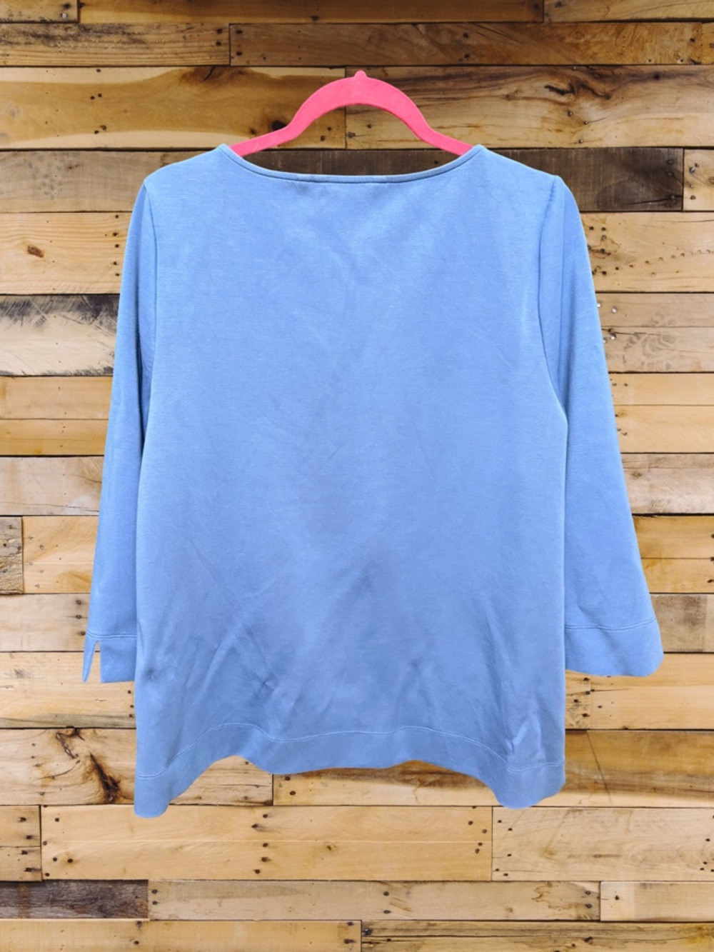 Soft Surroundings Light Blue Split Neck 3/4 Sleeve Knit Tunic Size XL - Picture 3 of 6